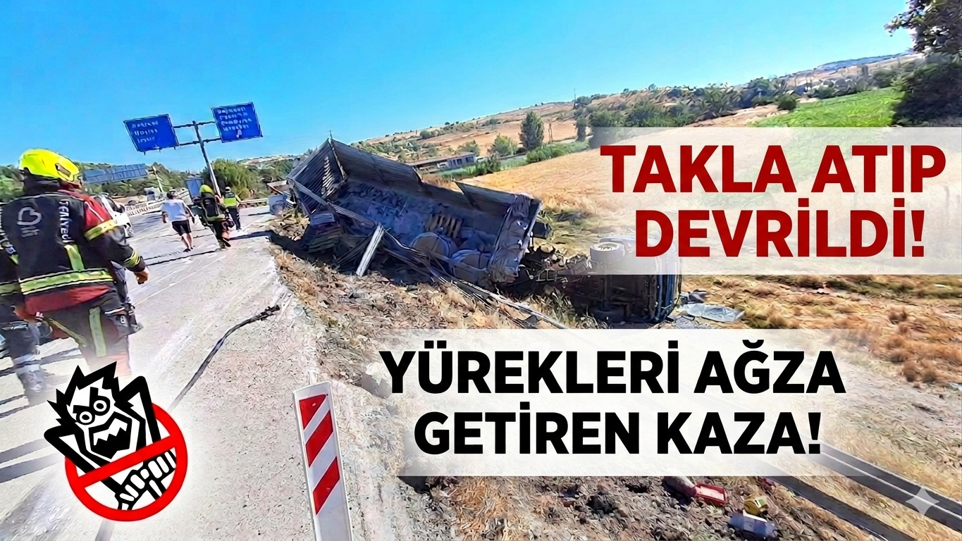 TIR ŞARAMPOLE YUVARLANDI!